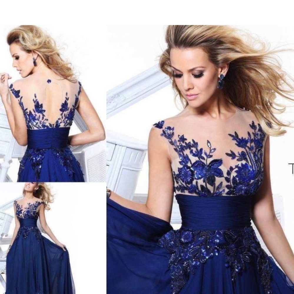 Royal Blue Chiffon Gown, NWT Size 12